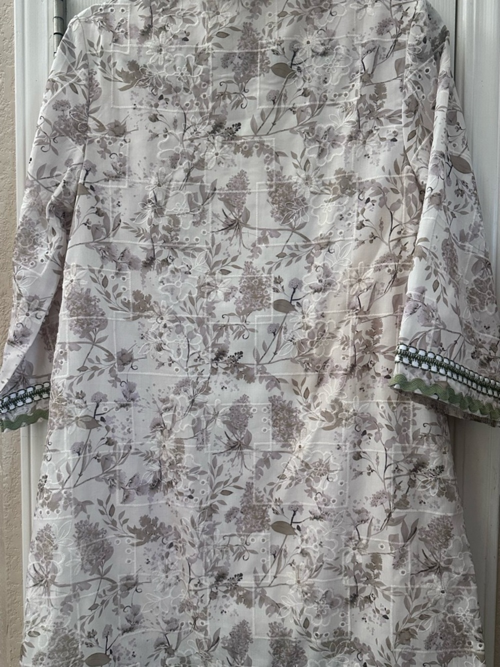 English Factory Cream and Olive Floral Embroidered Tunic Dress - Picture 7 of 7
